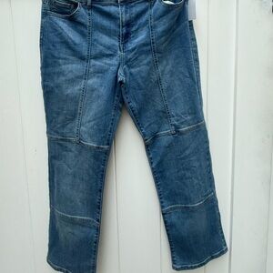 NWT LOGO jeans, sz 12, slim straight leg,  hits at ankles. Light wash